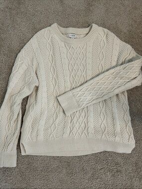 J. Crew Cream Cable-Knit Crewneck Sweater